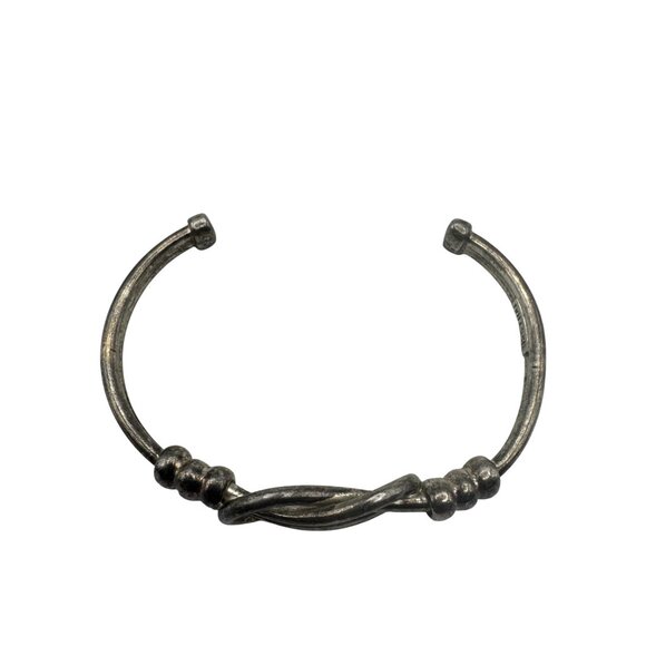 Sterling Silver 925 Thai Engraved Knot Cuff Bracelet Elegant Patterned Jewelry - Picture 2 of 5